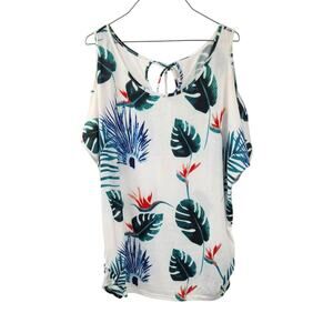 Miselon Floral Cold Shoulder Top Womens Size Extra Large XL